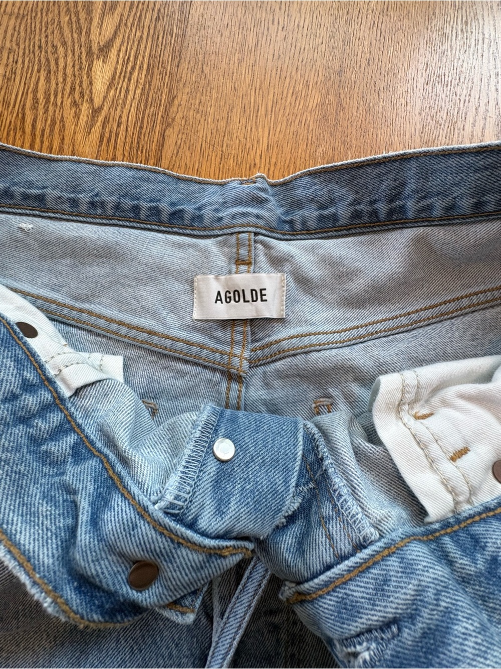 AGOLDE Emmi Wide Leg High Rise Jeans Size 30 Light Wash Thin Belt 30” Ins - Picture 15 of 15